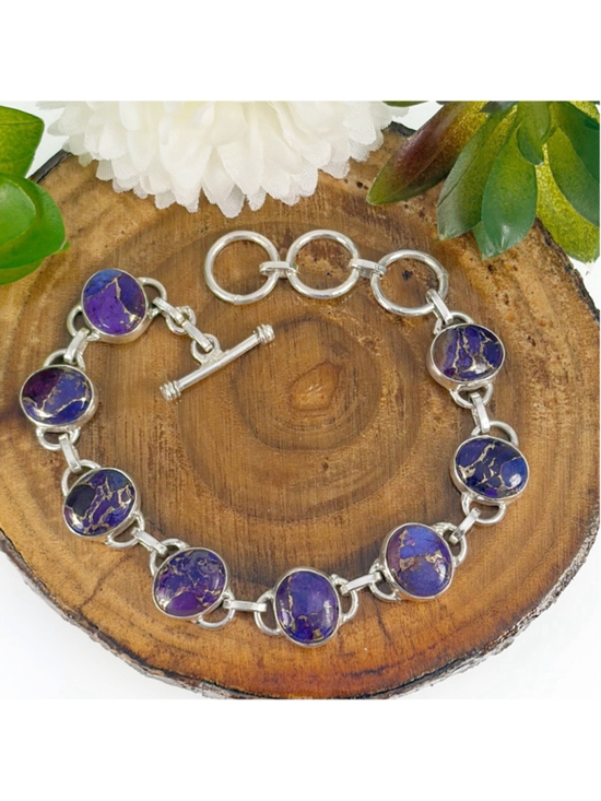 Southwest Jewelry - Genuine Purple Turquoise Bracelet 925 Sterling Silver New Boho Southwest Style